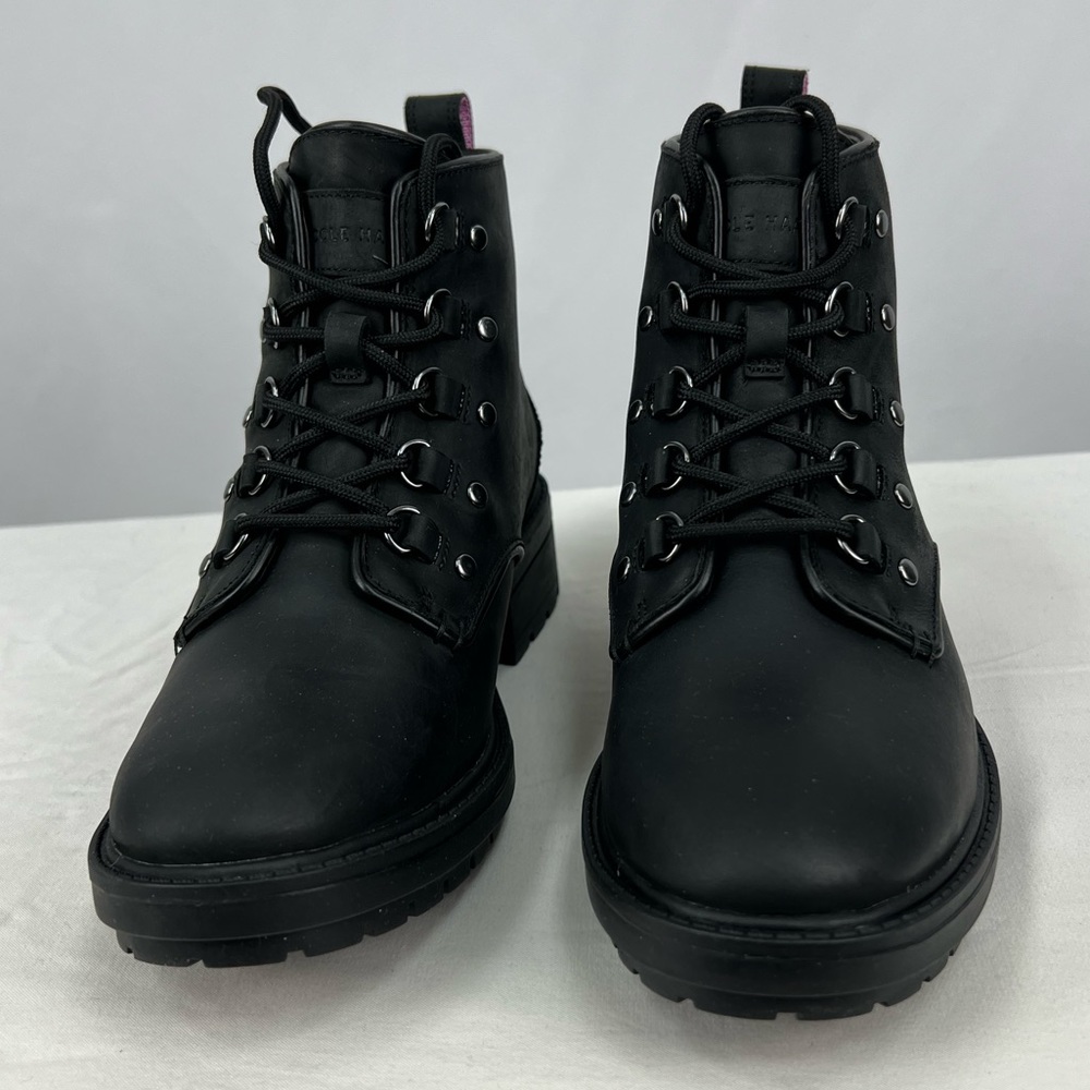 NWT Cole Haan Black Leather Waterproof Hiking Boots, Size 8